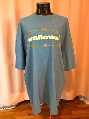 Wallows Graphic Tee - Dusty Blue with Floral Accents